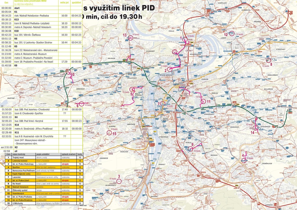 Mapa orienťáku v pražské MHD 2015